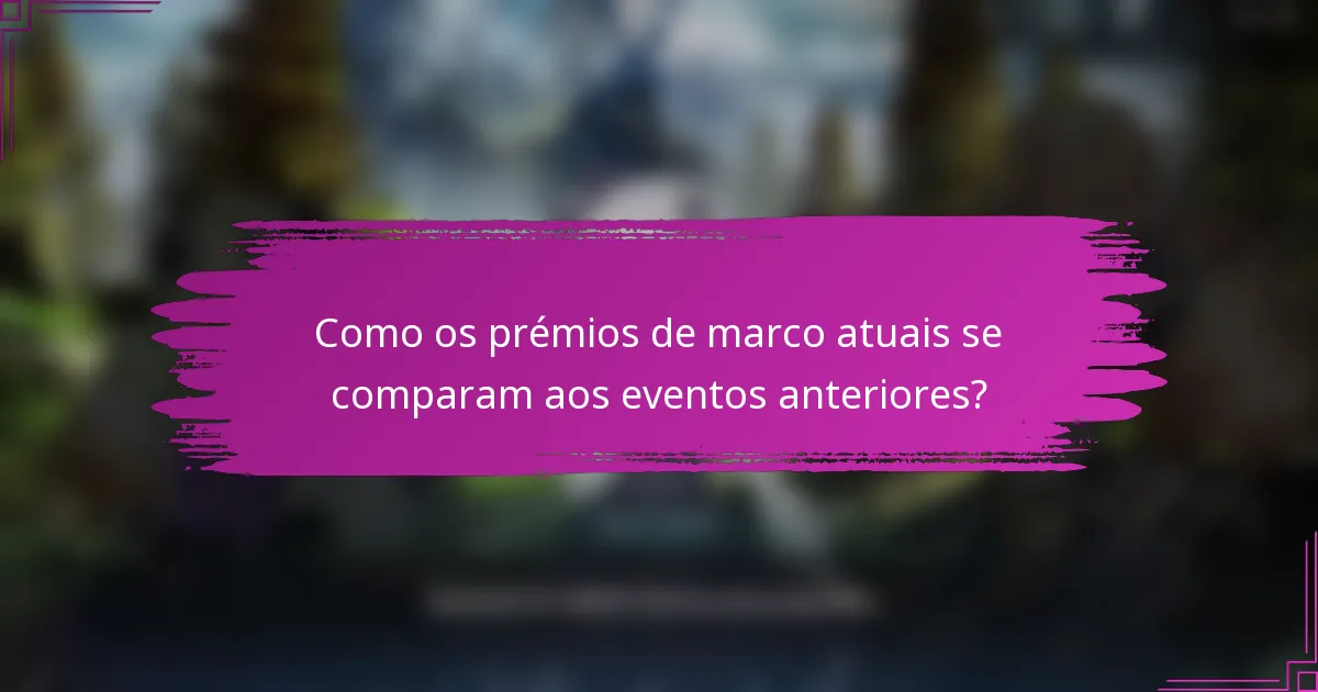 Como os prémios de marco atuais se comparam aos eventos anteriores?