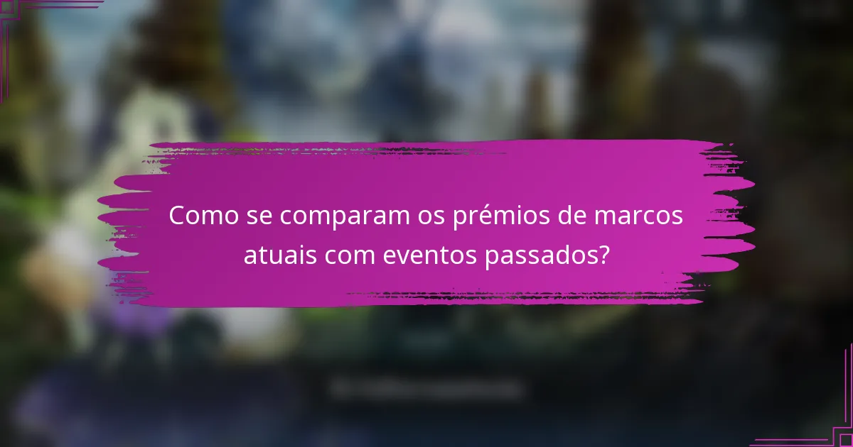 Como se comparam os prémios de marcos atuais com eventos passados?