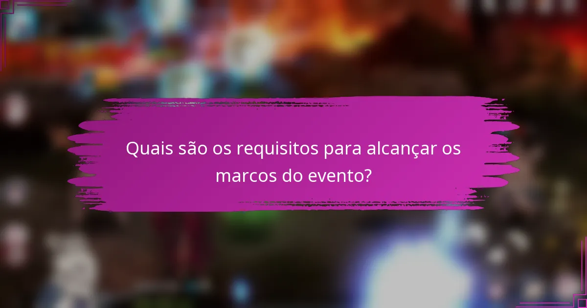 Quais são os requisitos para alcançar os marcos do evento?